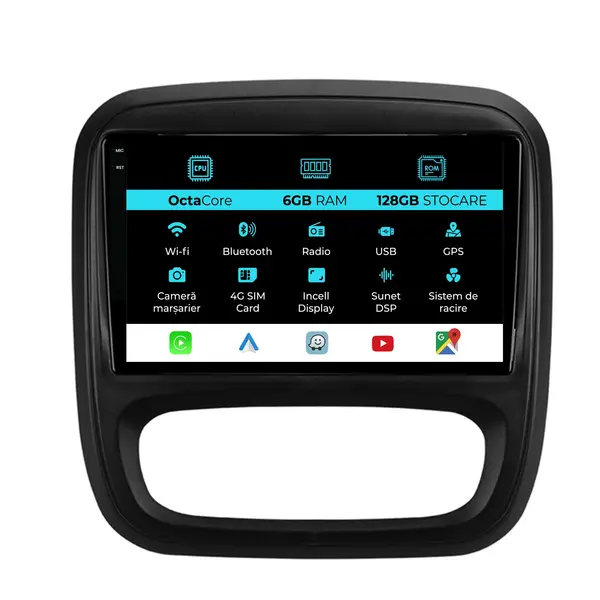 Navigatie Dedicata Opel Vivaro (2006 - 2014), 9 Inch, 6Gb Ram, 128Gb Stocare, Android Auto, Carplay