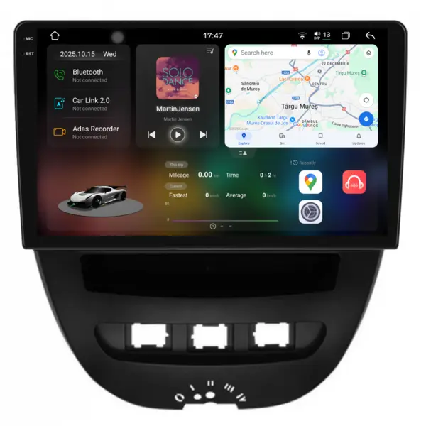 Navigatie Dedicata Peugeot 107 Citroen C1 Toyota Aygo (2005-2015),2K, 12Gb Ram, 256Gb Stocare, Carplay