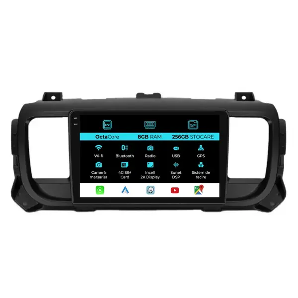 Navigatie Dedicata Peugeot Expert Citroen Jumpy 3 (2016-2021), 2K, 8Gb Ram, 256Gb Stocare, Carplay