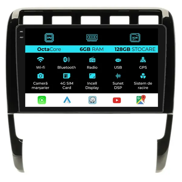 Navigatie Dedicata Porsche Cayenne (2002-2010), 10 Inch, 6Gb Ram, 128Gb Stocare, Android Auto, Carplay
