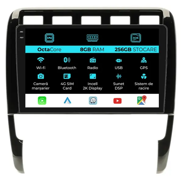 Navigatie Dedicata Porsche Cayenne (2002-2010), 2K, 8Gb Ram, 256Gb Stocare, Carplay