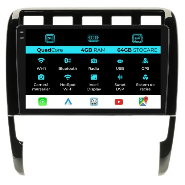 Navigatie Dedicata Porsche Cayenne (2002-2010),QuadCore, 9Inch, 4Gb Ram, 64Gb Stocare, Carplay