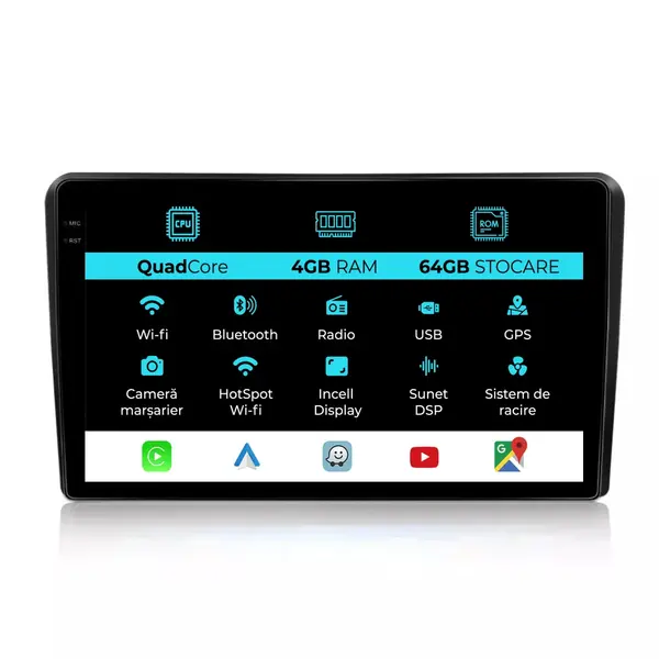 Navigatie Dedicata Renault Arkana (2019-2023),QuadCore, 10Inch, 4Gb Ram, 64Gb Stocare, Carplay
