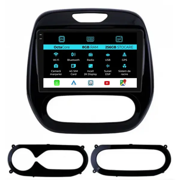 Navigatie Dedicata Renault Captur (2013-2020), 2K, 8Gb Ram, 256Gb Stocare, CarPlay