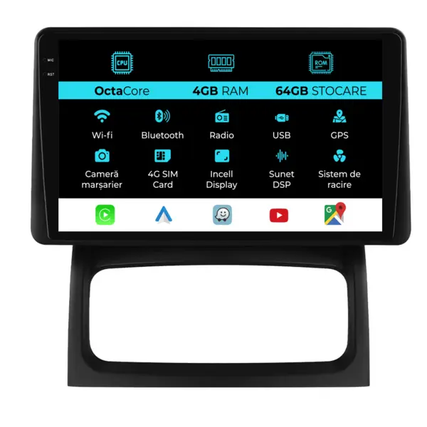 Navigatie Dedicata Renault Clio 2 (1998-2012), 9Inch, 4Gb Ram, 64Gb Stocare, Carplay