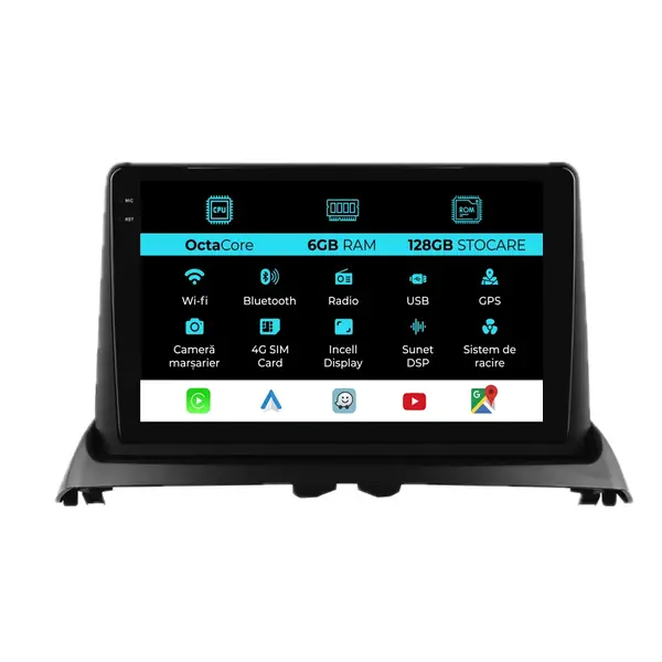 Navigatie Dedicata Renault Clio 2 (1998-2012), 9Inch, 6Gb Ram, 128Gb Stocare, Carplay