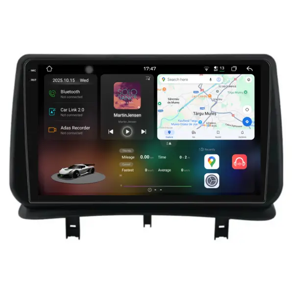 Navigatie Dedicata Renault Clio 3 (2005 - 2014), 2K, 12Gb Ram, 256Gb Stocare, Android Auto, Carplay