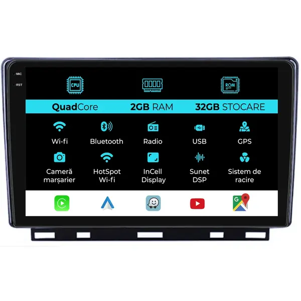 Navigatie Dedicata Renault Clio 5 (2019 - 2025), 9 Inch, 2Gb Ram, 32Gb Stocare, Android Auto, Carplay