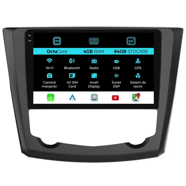 Navigatie Dedicata Renault Kadjar (2015 - 2017), 9 Inch, 4Gb Ram, 64Gb Stocare, Android Auto, Carplay