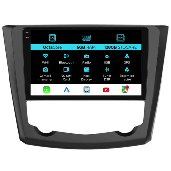 Navigatie Dedicata Renault Kadjar (2015 - 2017), 9 Inch, 6Gb Ram, 128Gb Stocare, Android Auto, Carplay