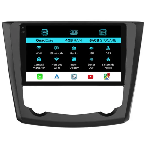 Navigatie Dedicata Renault Kadjar (2015-2019),QuadCore, 9Inch, 4Gb Ram, 64Gb Stocare, Carplay
