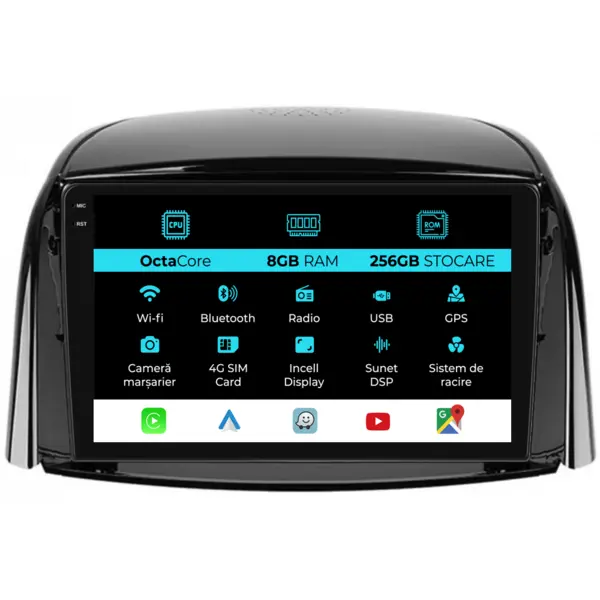 Navigatie Dedicata Renault Koleos (2008-2016), 9Inch, 8Gb Ram, 256Gb Stocare, Carplay