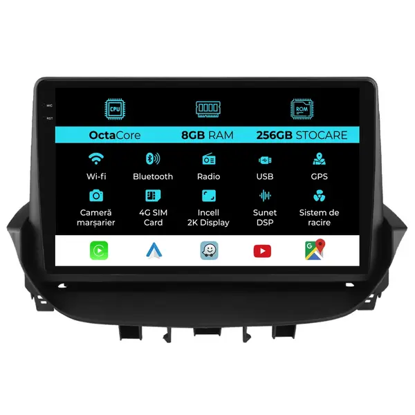 Navigatie Dedicata Renault Laguna (2001-2007), 2K, 8Gb Ram, 256Gb Stocare, Carplay