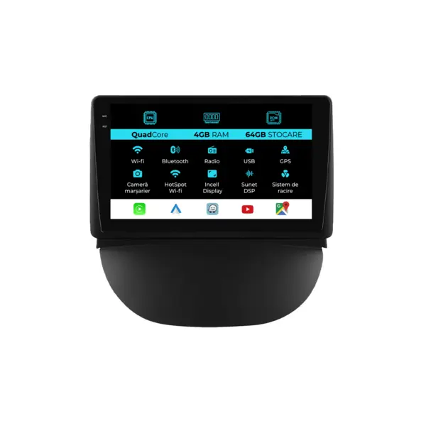 Navigatie Dedicata Renault Symbol (2003 - 2008), QuadCore, 9 Inch, 4Gb Ram, 64Gb Stocare, Android Auto, Carplay