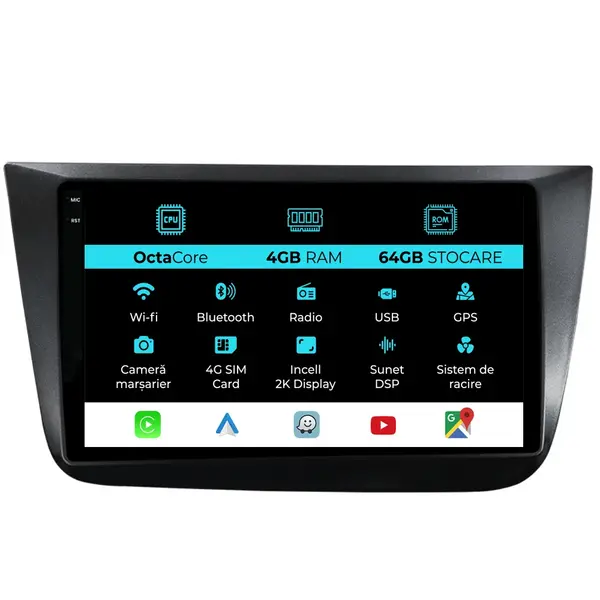 Navigatie Dedicata Seat Altea (2004-2015), 2K, 4Gb Ram, 64Gb stocare, Carplay