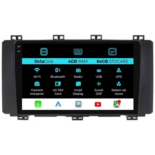 Navigatie Dedicata Seat Ateca (2016 - 2019), 9 Inch, 4Gb Ram, 64Gb Stocare, Android Auto, Carplay