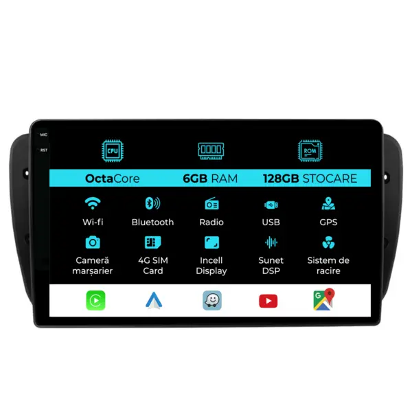 Navigatie Dedicata Seat Ibiza (2017 - 2025), 9 Inch, 6Gb Ram, 128Gb Stocare, Android Auto, Carplay