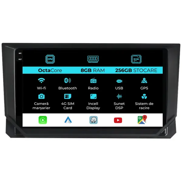 Navigatie Dedicata Seat Ibiza (2017-2025), 9Inch, 8Gb Ram, 256Gb Stocare, Carplay