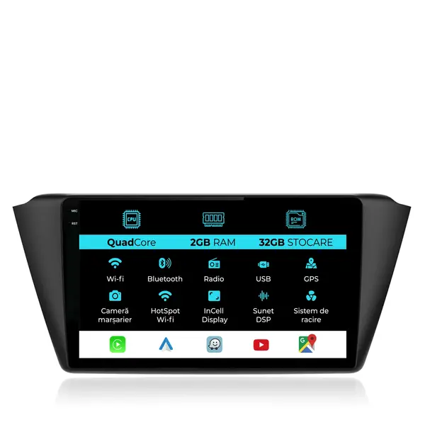 Navigatie Dedicata Skoda Fabia (2014-2019), 9Inch, 2Gb Ram, 32Gb Stocare, Carplay