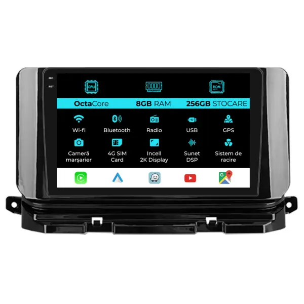 Navigatie Dedicata Skoda Octavia 4 (2019 - 2026), 2K, 8Gb Ram, 256Gb Stocare, Android Auto, Carplay