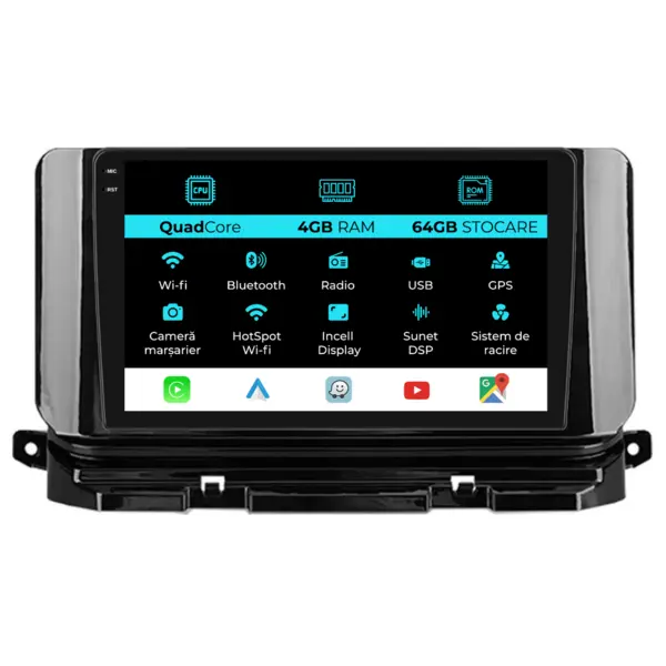 Navigatie Dedicata Skoda Octavia 4 (2019 - 2026),QuadCore, 10 Inch, 4Gb Ram, 64Gb Stocare, Android Auto, Carplay