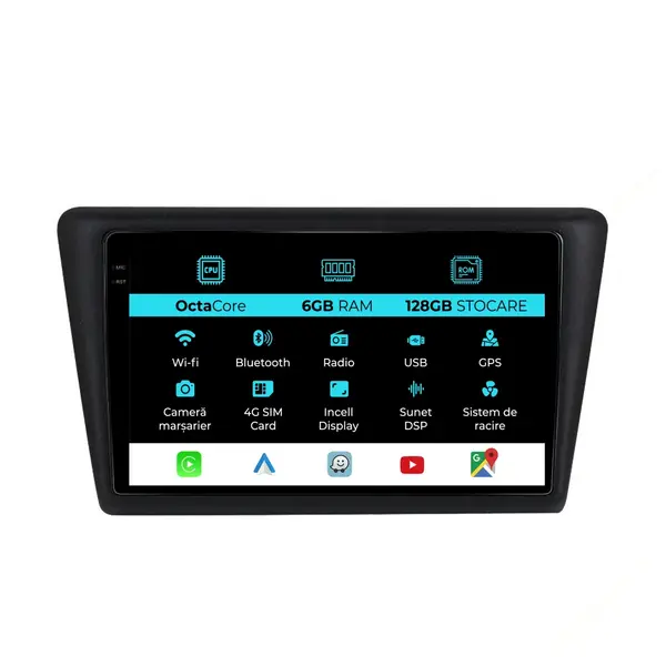 Navigatie Dedicata Skoda Rapid (2013 - 2018), 9 Inch, 6Gb Ram, 128Gb Stocare, Android Auto, Carplay