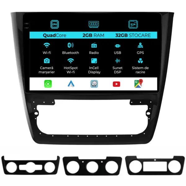 Navigatie Dedicata Skoda Yeti (2009 - 2012), 10 Inch, 2Gb Ram, 32Gb Stocare, Android Auto, Carplay