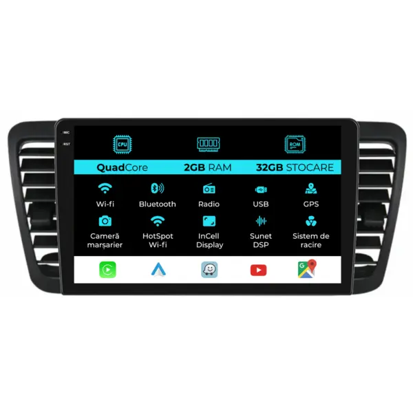 Navigatie Dedicata Subaru Legacy Outback (2004-2009), 9 Inch, 2Gb Ram, 32Gb Stocare, Android Auto, Carplay