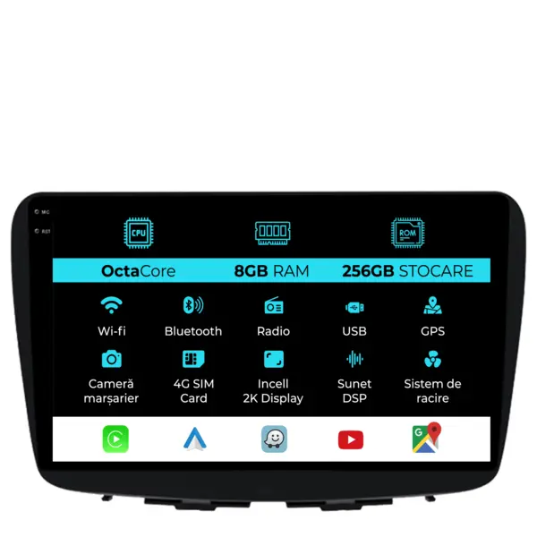 Navigatie Dedicata Suzuki Balneo (2015-2025), 2K, 8Gb Ram, 256Gb Stocare, Carplay