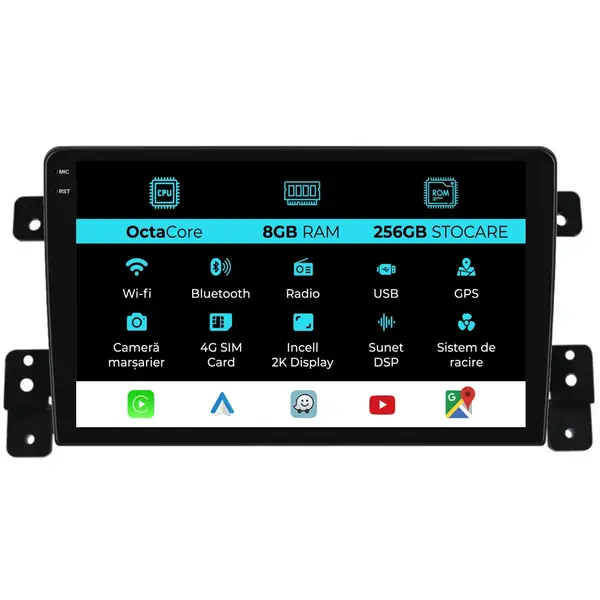 Navigatie Dedicata Suzuki Grand Vitara (2005 - 2015), 2K, 8Gb Ram, 256Gb Stocare, Android Auto, Carplay