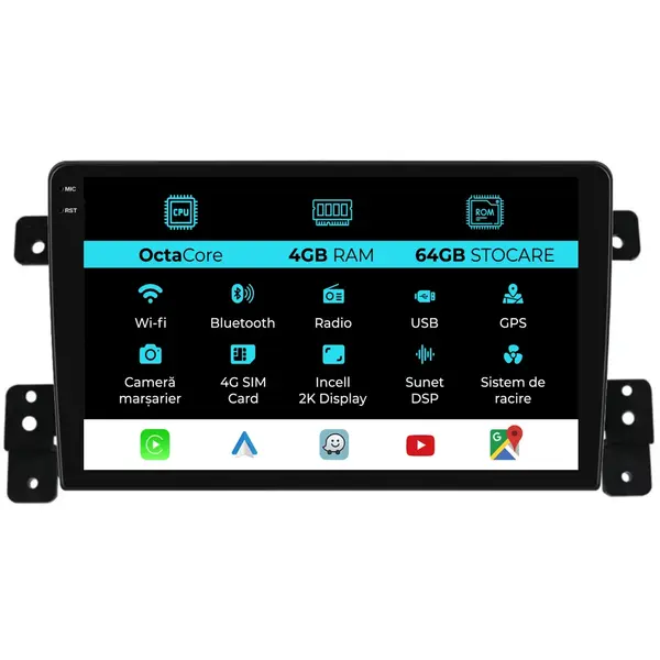 Navigatie Dedicata Suzuki Grand Vitara 3 (2005-2015), 2K, 4Gb Ram, 64Gb Stocare, Carplay