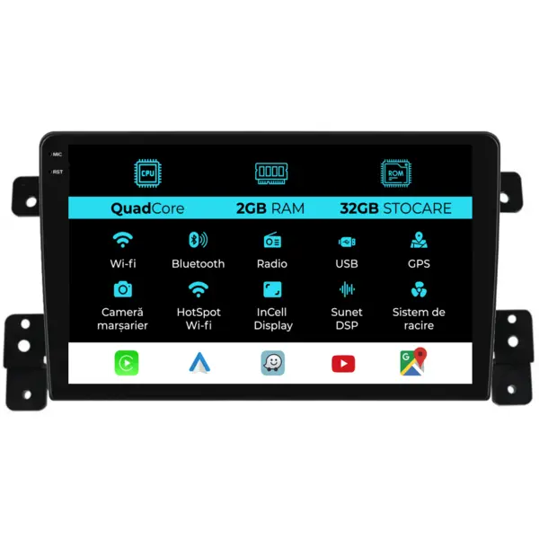 Navigatie Dedicata Suzuki Grand Vitara 3 (2005-2015), 9Inch, 2Gb Ram, 32Gb Stocare, Carplay
