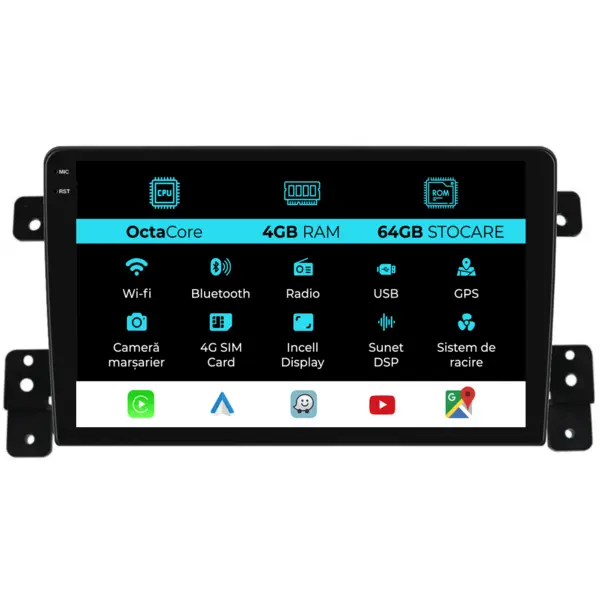 Navigatie Dedicata Suzuki Grand Vitara 3 (2005-2015), 9Inch, 4Gb Ram, 64Gb Stocare, Carplay