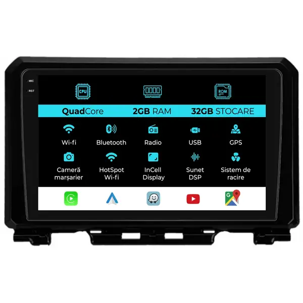 Navigatie Dedicata Suzuki Jimny (2018-2023), 9Inch, 2Gb Ram, 32Gb Stocare, Carplay