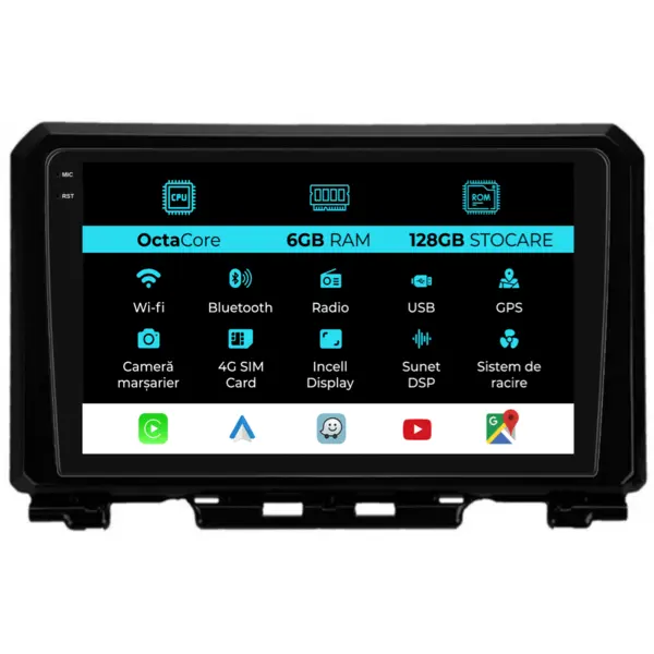 Navigatie Dedicata Suzuki Jimny (2019 - 2023), 9 Inch, 6Gb Ram, 128Gb Stocare, Android Auto, Carplay