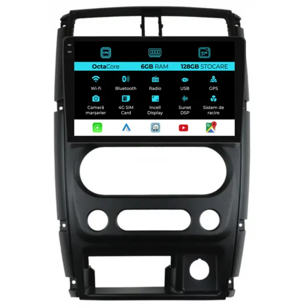 Navigatie Dedicata Suzuki Jimny 3 (2005 - 2019), 9 Inch, 6Gb Ram, 128Gb Stocare, Android Auto, Carplay