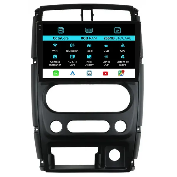 Navigatie Dedicata Suzuki Jimny 3 (2005-2019), 9Inch, 8Gb Ram, 256Gb Stocare, Carplay