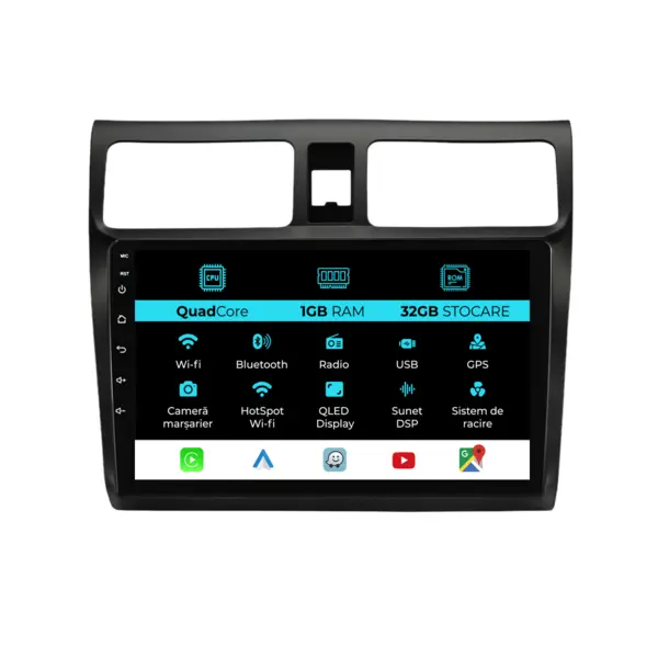 Navigatie Dedicata Suzuki Swift (2003 - 2010), 10 Inch, 1Gb Ram, 32Gb Stocare, Android Auto, Carplay