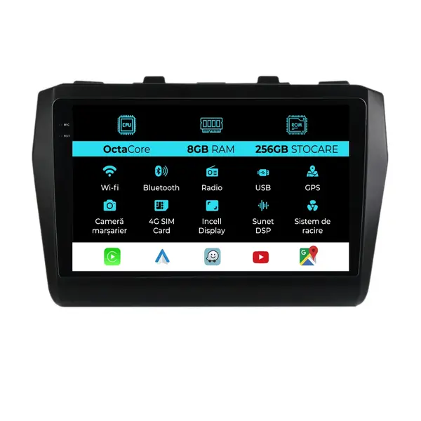 Navigatie Dedicata Suzuki Swift (2016-2022), 9Inch, 8Gb Ram, 256Gb Stocare, Carplay