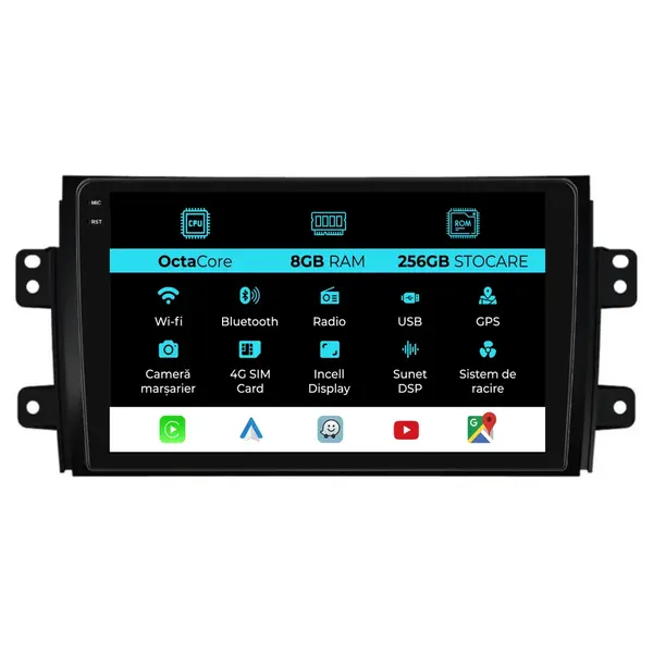 Navigatie Dedicata Suzuki SX4 (2006-2012), 9Inch 8Gb Ram, 256Gb Stocare, Carplay