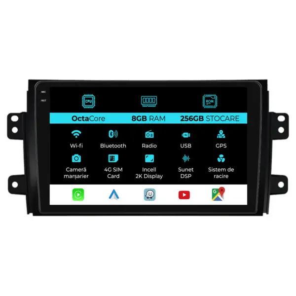 Navigatie Dedicata Suzuki SX4 (2006 - 2014), 2K, 8Gb Ram, 256Gb Stocare, Android Auto, Carplay
