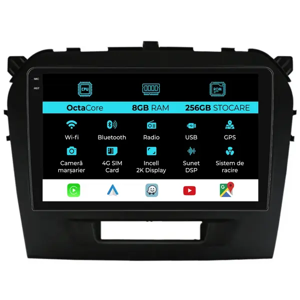 Navigatie Dedicata Suzuki Vitara (2014-2019), 2K, 8Gb Ram, 256Gb Stocare, Carplay