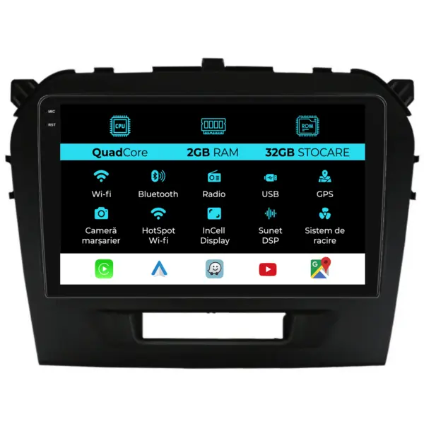 Navigatie Dedicata Suzuki Vitara (2014-2019), 9Inch, 2Gb Ram, 32Gb Stocare, Carplay