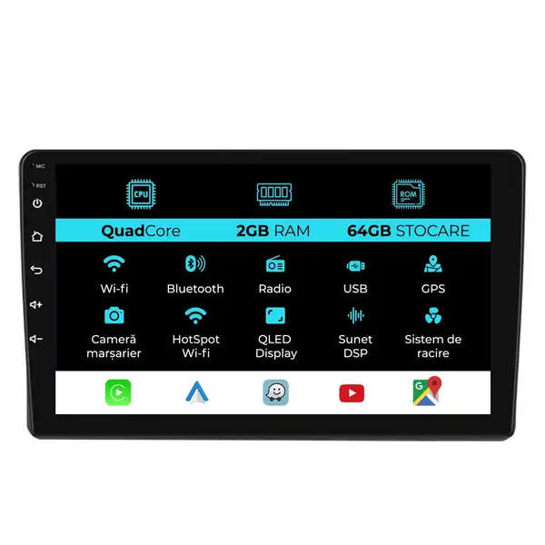 Navigatie Dedicata Toyota Auris (2006 - 2012), 10 Inch, 2Gb Ram, 64Gb Stocare, Android Auto, Carplay