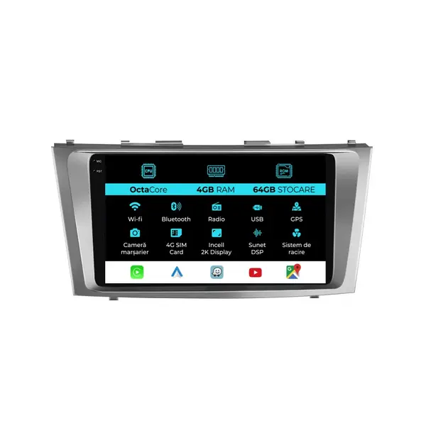 Navigatie Dedicata Toyota Camry (2006-2011), 2K, 4Gb Ram, 64Gb Stocare, Carplay