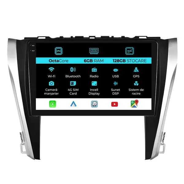 Navigatie Dedicata Toyota Camry (2015-2017), 10Inch, 6Gb Ram, 128Gb Stocare, Carplay