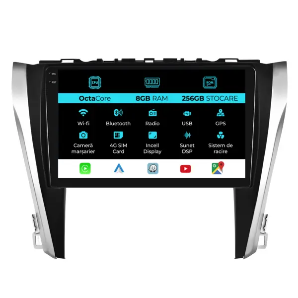 Navigatie Dedicata Toyota Camry (2015-2017), 10Inch, 8Gb Ram, 256Gb Stocare, Carplay