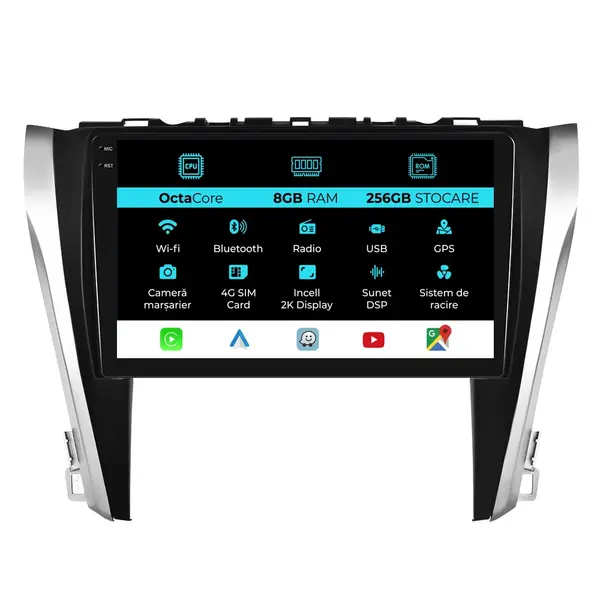 Navigatie Dedicata Toyota Camry (2015-2017), 2K, 8Gb Ram, 256Gb Stocare, Carplay