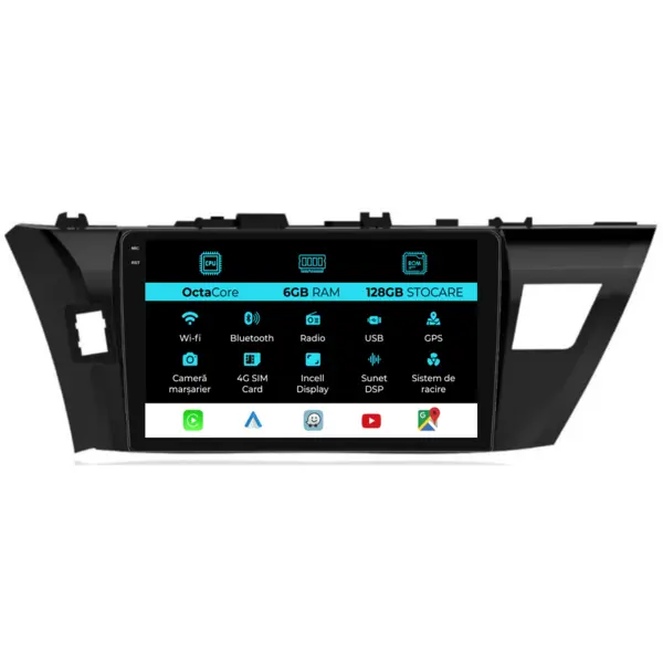 Navigatie Dedicata Toyota Corolla (2013-2019), 10Inch, 6Gb Ram, 128Gb Stocare, Carplay