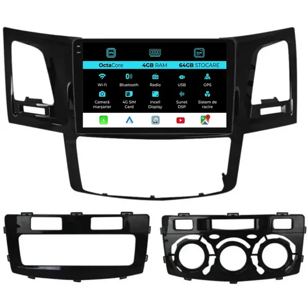 Navigatie Dedicata Toyota Hilux VII (2004 - 2015), 9 Inch, 4Gb Ram, 64Gb Stocare, Android Auto, Carplay
